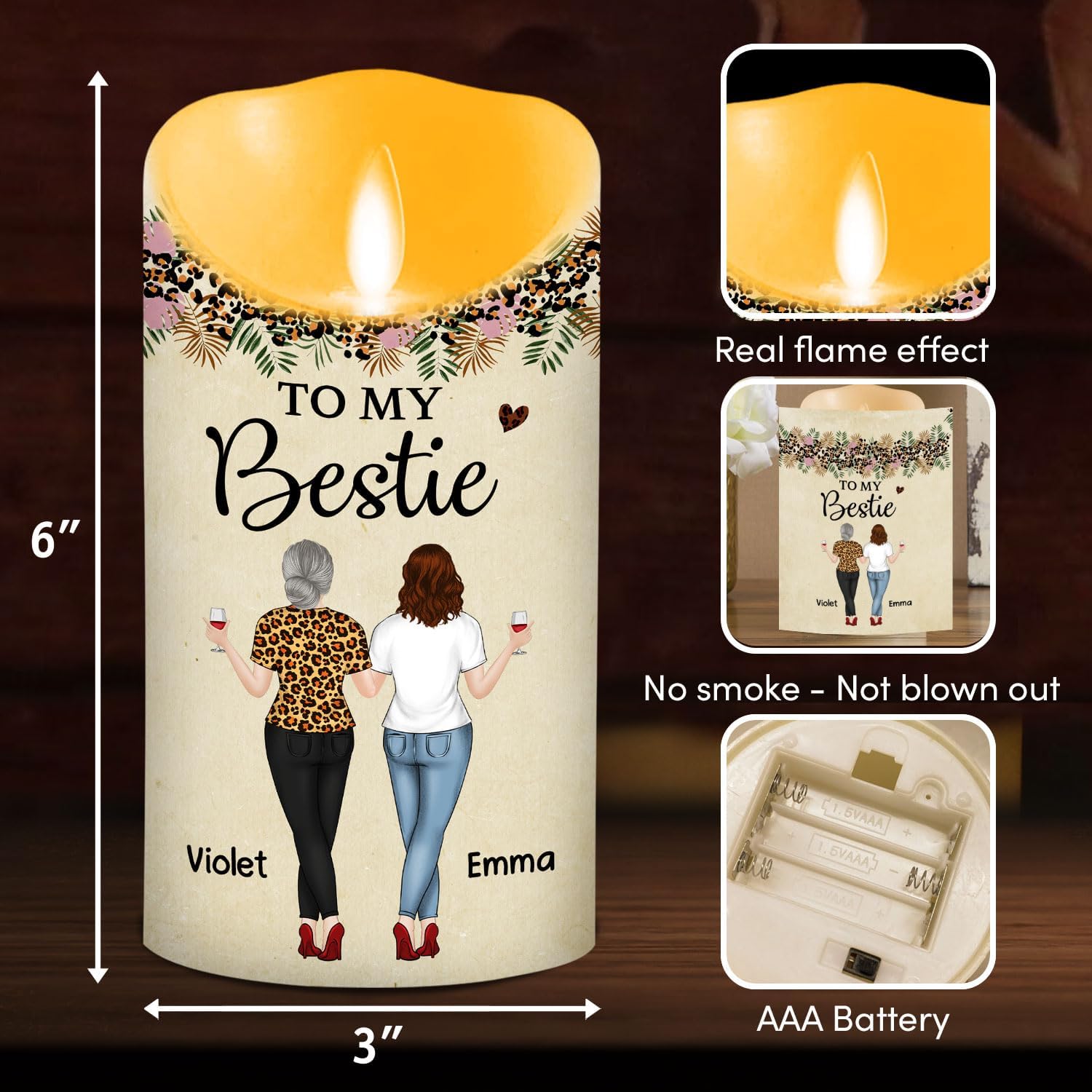 Best Friends Forever LED Candle